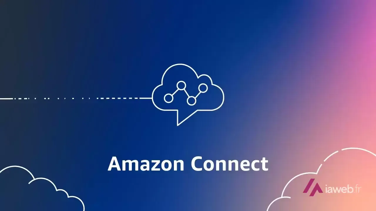 Bannière du service Amazon Connect avec son icône de bulle de conversation dans un nuage